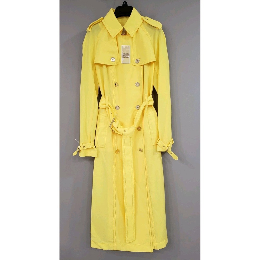 NEW $295 Michael Kors Yellow Sunshine Trench Coat Jacket LONG Spring Lightweight - Picture 9 of 9
